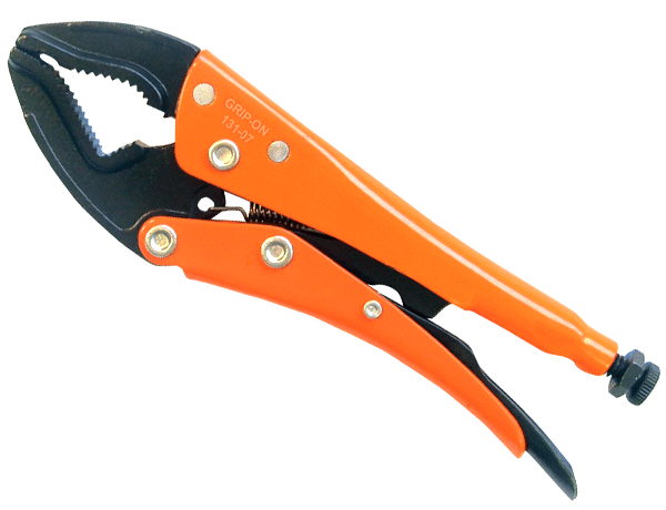 Orange och svart GRIP-ON SVETSTÄNGER 131 OMNI-KÄFTAR 0-70 MM med skruvjusteringsmekanism synlig.