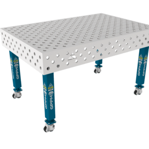 GPPH  Svetsbord PLUS INOX på hjul 1500x1000 mm fi28 mm diagonalt rutnät