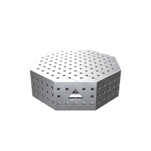 GPPH Åttakantigt svetsbord OCT INOX med PLUS-bordsskiva 600x600 mm fi16 mm rutnät 50x50 mm
