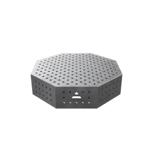 GPPH Åttakantigt svetsbord OCT med PLUS-bordsskiva 800x800 mm fi16 mm rutnät 50x50 mm