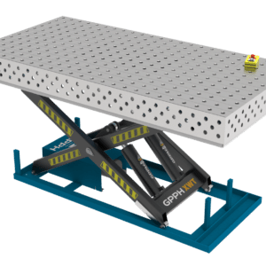 GPPH  Svetsbord PRO INOX med hydrauliskt lyftsystem 2400x1200 mm fi28 mm rutnät 100x100 mm