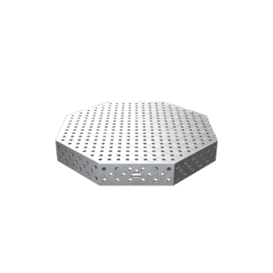 GPPH Åttakantigt svetsbord OCT INOX med PRO-bordsskiva 1400x1400 mm fi28 mm diagonalt rutnät