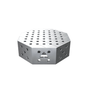 GPPH Åttakantigt svetsbord OCT INOX med PRO-bordsskiva 600x600 mm fi28 mm diagonalt rutnät
