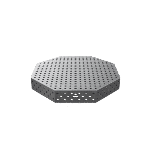 GPPH Åttakantigt svetsbord OCT med PRO-bordsskiva 1400x1400 mm fi28 mm diagonalt rutnät